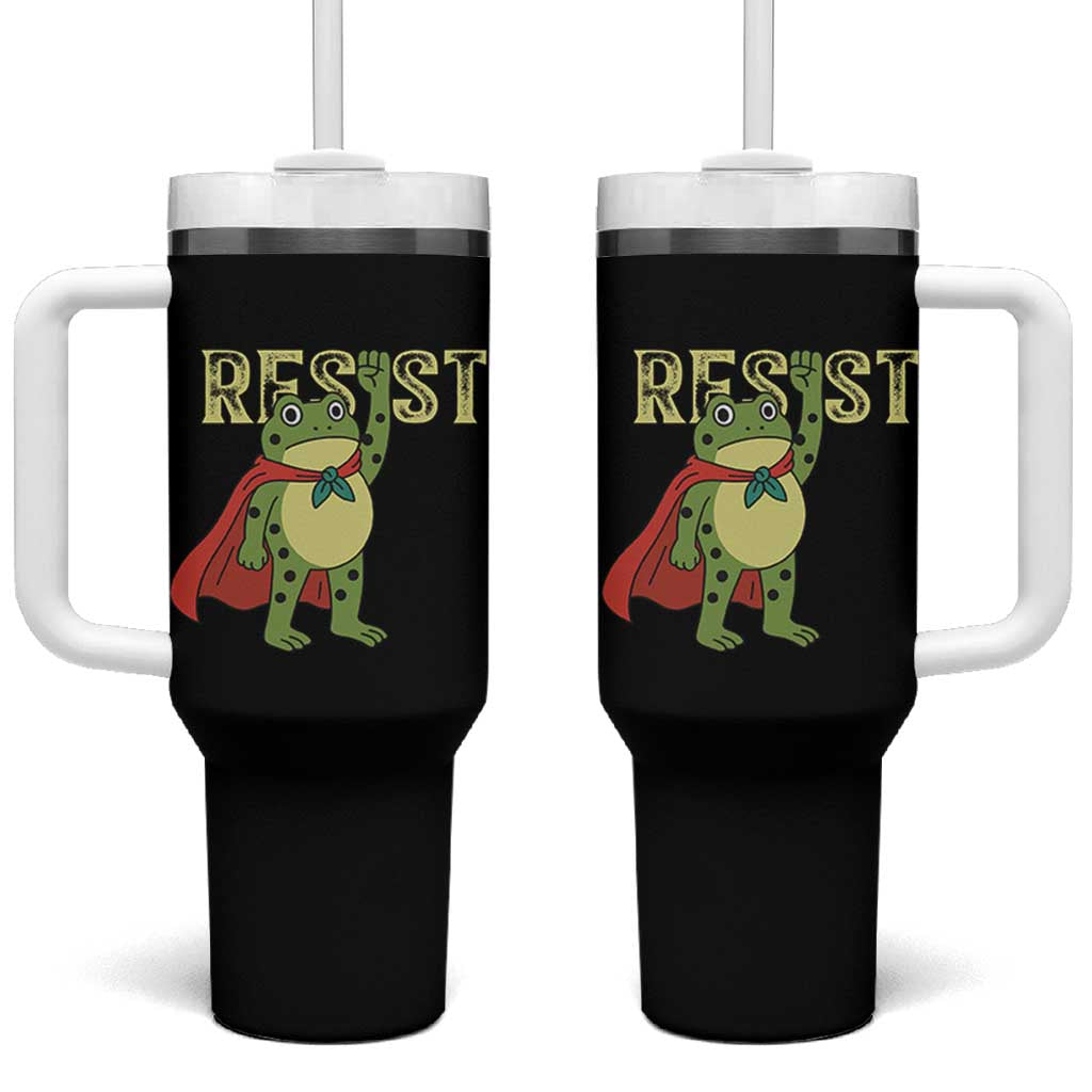 Resist Super Frog Tumbler With Handle Free Portland Political Satire Retro Graphic - Wonder Print Shop