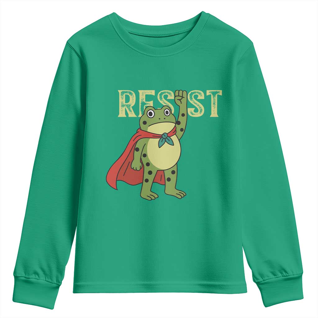 Resist Super Frog Youth Sweatshirt Free Portland Political Satire Retro Graphic - Wonder Print Shop