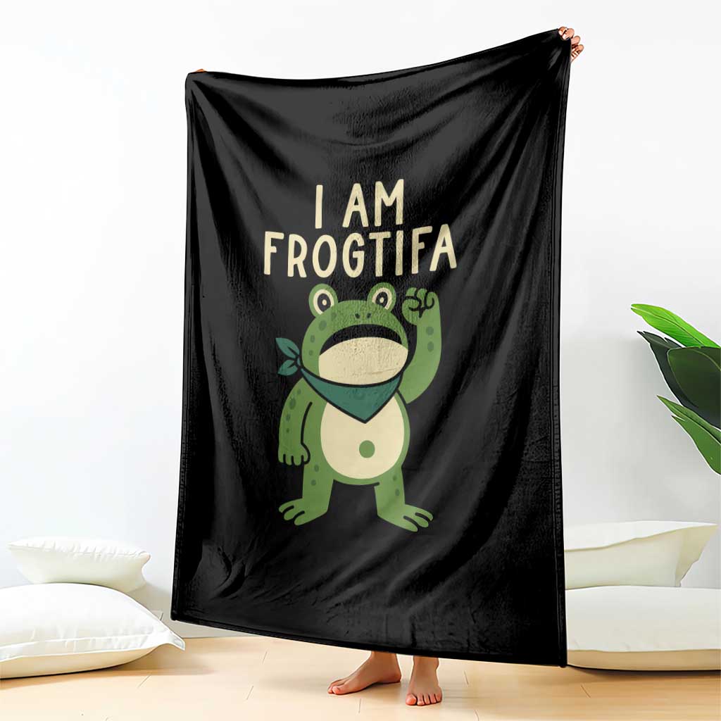 I Am Frogtifa Throw Blanket Frog Resist Antifascist with Raised Fist Bandana - Wonder Print Shop