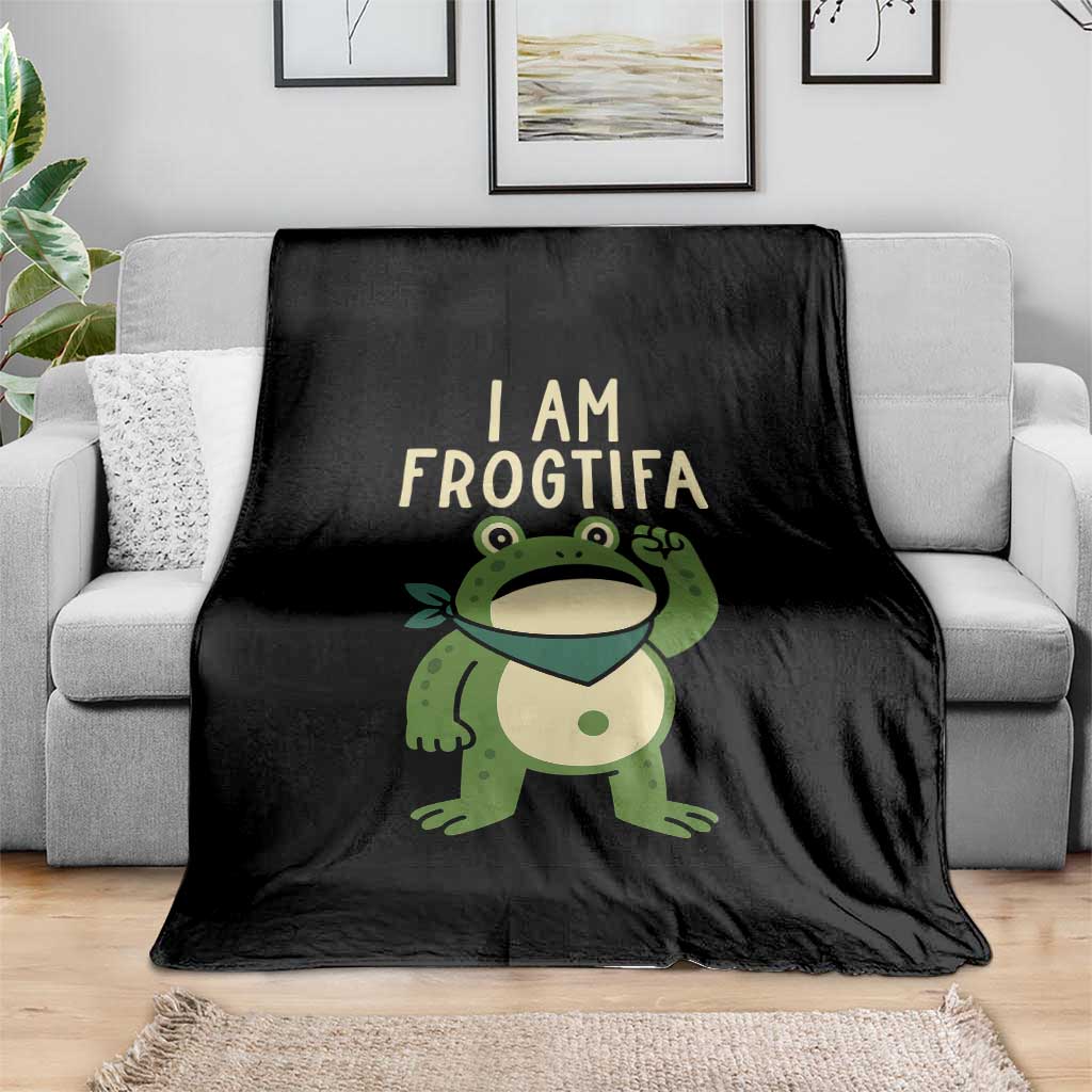 I Am Frogtifa Throw Blanket Frog Resist Antifascist with Raised Fist Bandana - Wonder Print Shop