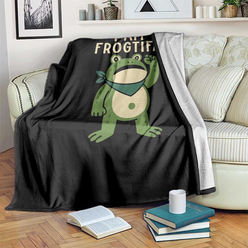 I Am Frogtifa Throw Blanket Frog Resist Antifascist with Raised Fist Bandana - Wonder Print Shop