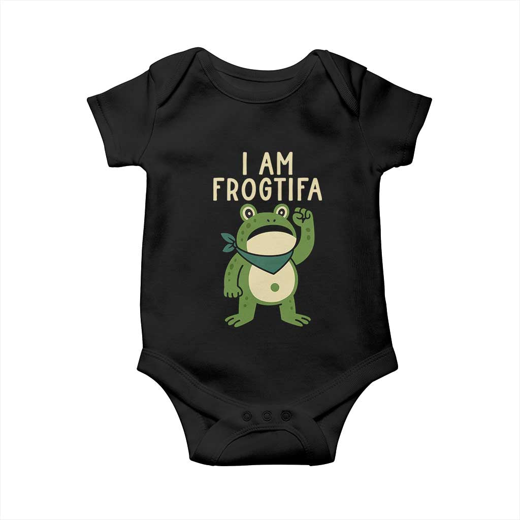 I Am Frogtifa Baby Onesie Frog Resist Antifascist with Raised Fist Bandana - Wonder Print Shop