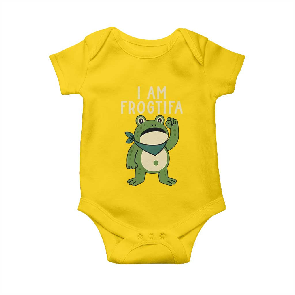 I Am Frogtifa Baby Onesie Frog Resist Antifascist with Raised Fist Bandana - Wonder Print Shop