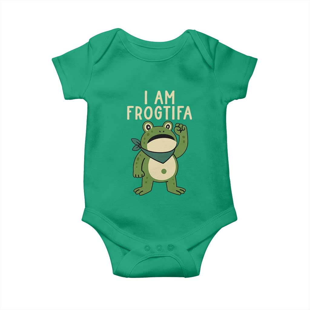 I Am Frogtifa Baby Onesie Frog Resist Antifascist with Raised Fist Bandana - Wonder Print Shop