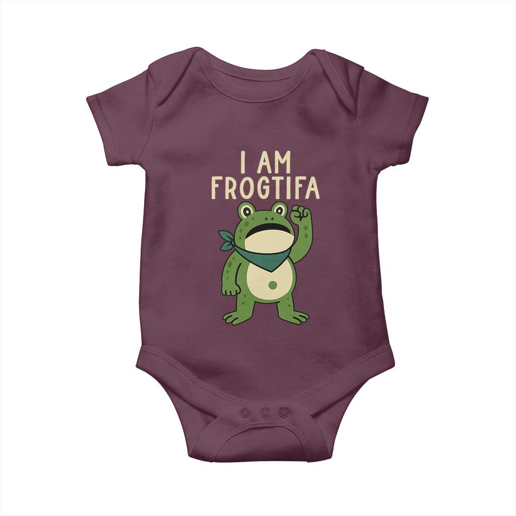 I Am Frogtifa Baby Onesie Frog Resist Antifascist with Raised Fist Bandana - Wonder Print Shop