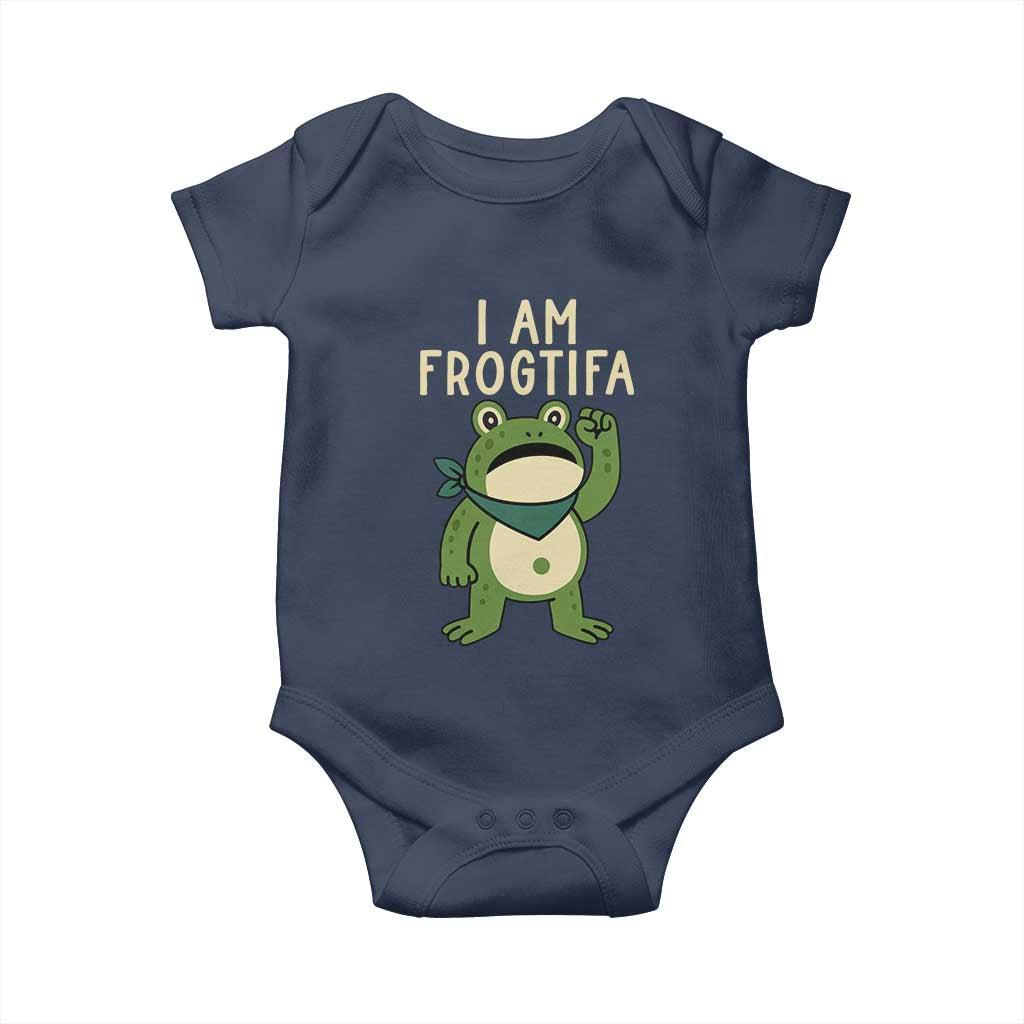 I Am Frogtifa Baby Onesie Frog Resist Antifascist with Raised Fist Bandana - Wonder Print Shop