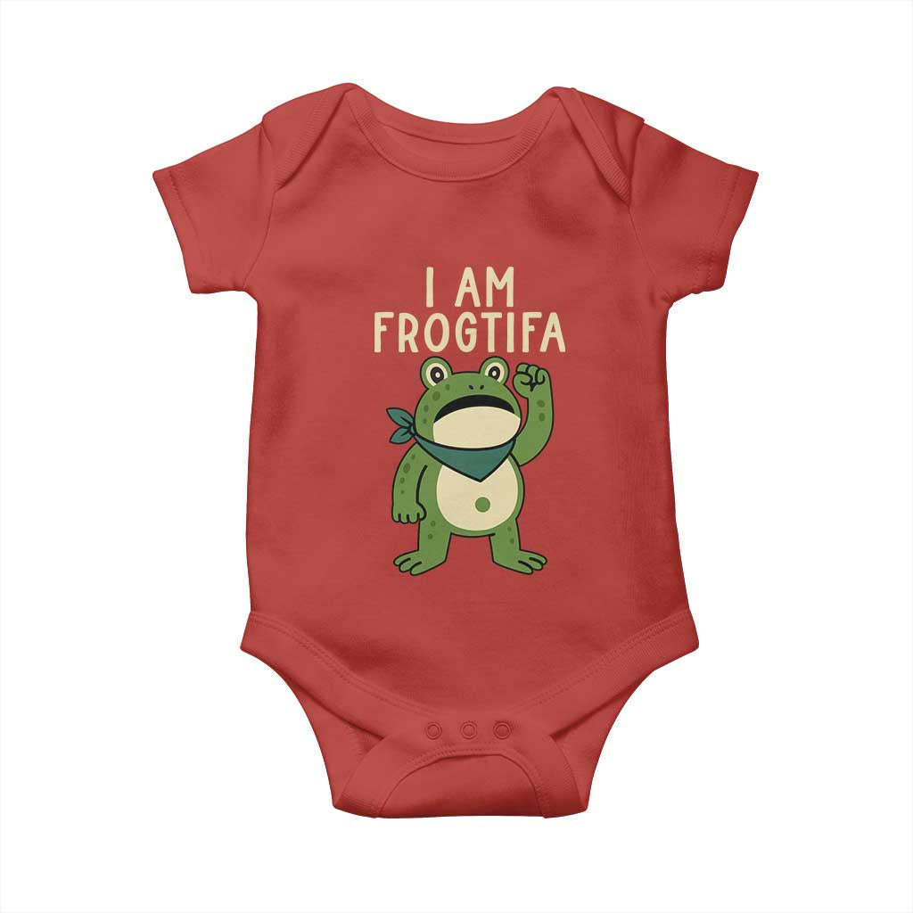 I Am Frogtifa Baby Onesie Frog Resist Antifascist with Raised Fist Bandana - Wonder Print Shop