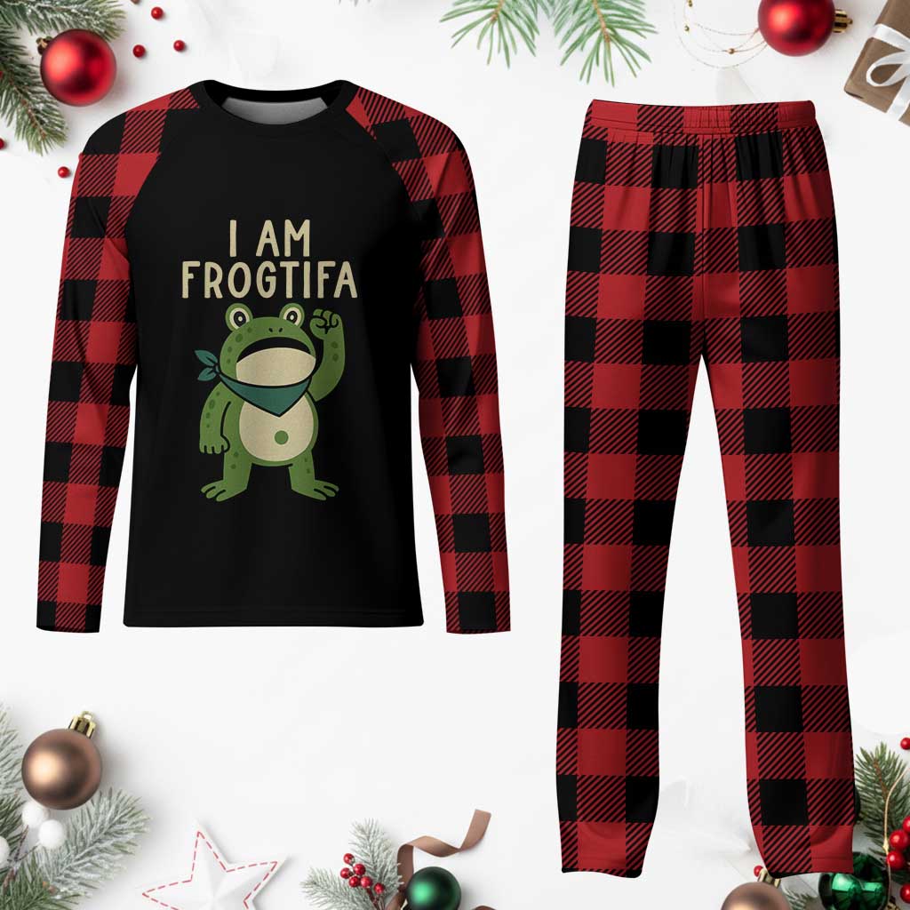 I Am Frogtifa Plaid Pajama Set Frog Resist Antifascist with Raised Fist Bandana - Wonder Print Shop