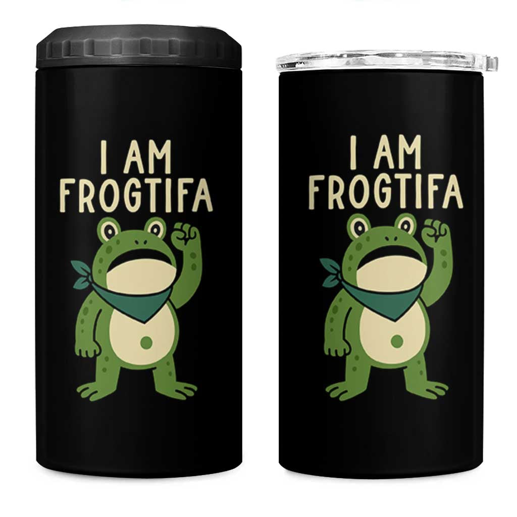 I Am Frogtifa 4 in 1 Can Cooler Tumbler Frog Resist Antifascist with Raised Fist Bandana - Wonder Print Shop