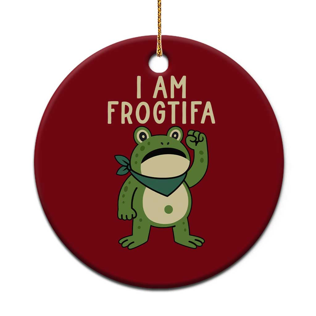 I Am Frogtifa Ceramic Ornament Frog Resist Antifascist with Raised Fist Bandana - Wonder Print Shop