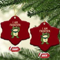 I Am Frogtifa Ceramic Ornament Frog Resist Antifascist with Raised Fist Bandana - Wonder Print Shop