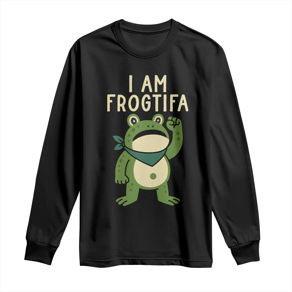 I Am Frogtifa Long Sleeve Shirt Frog Resist Antifascist with Raised Fist Bandana - Wonder Print Shop