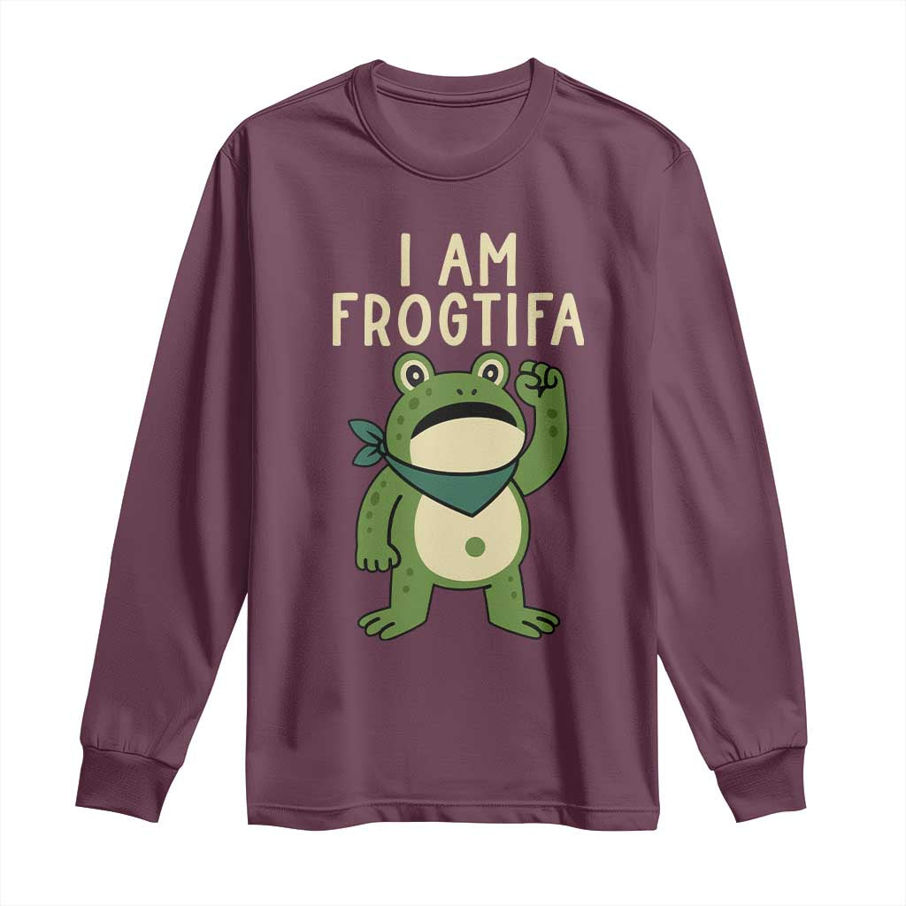 I Am Frogtifa Long Sleeve Shirt Frog Resist Antifascist with Raised Fist Bandana - Wonder Print Shop