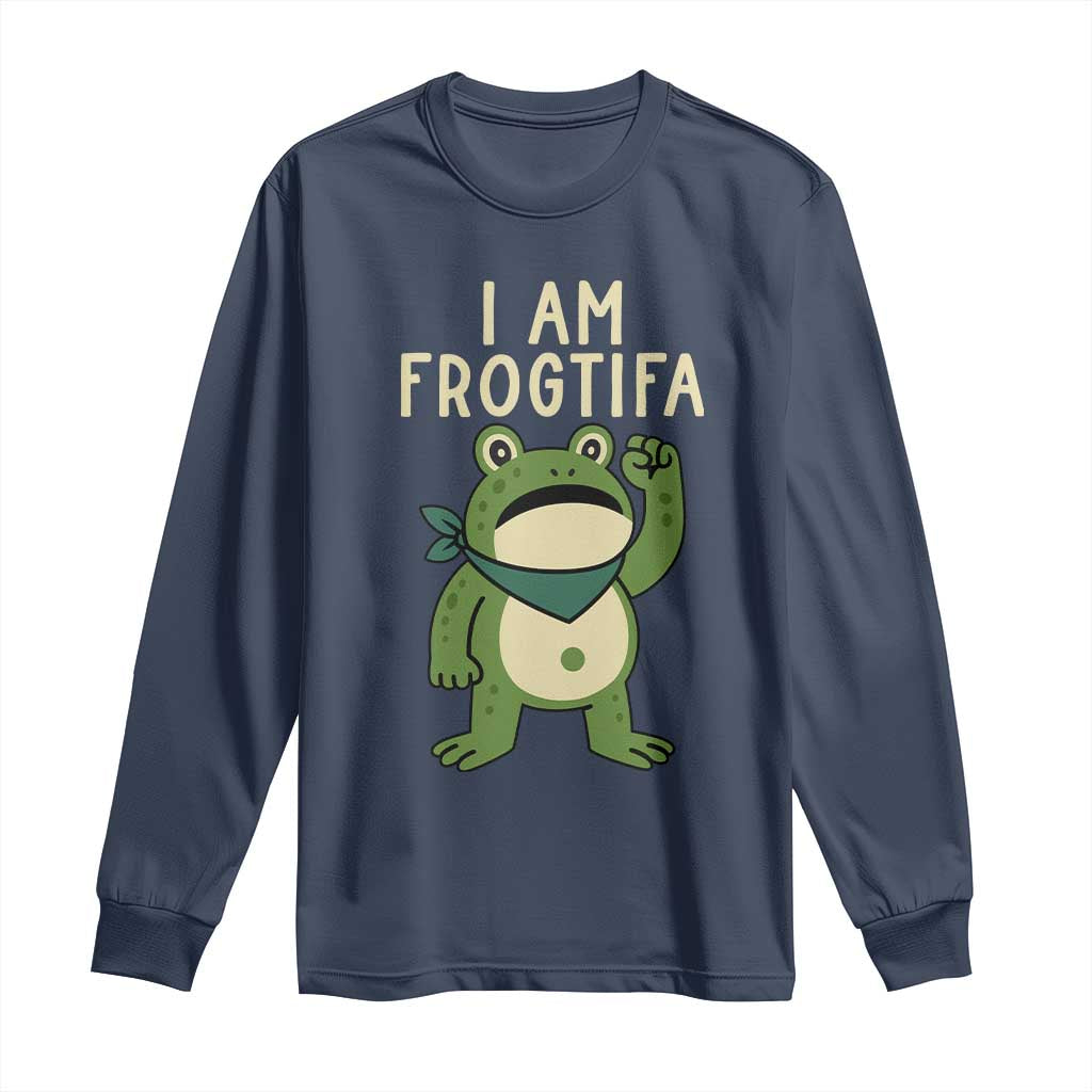 I Am Frogtifa Long Sleeve Shirt Frog Resist Antifascist with Raised Fist Bandana - Wonder Print Shop