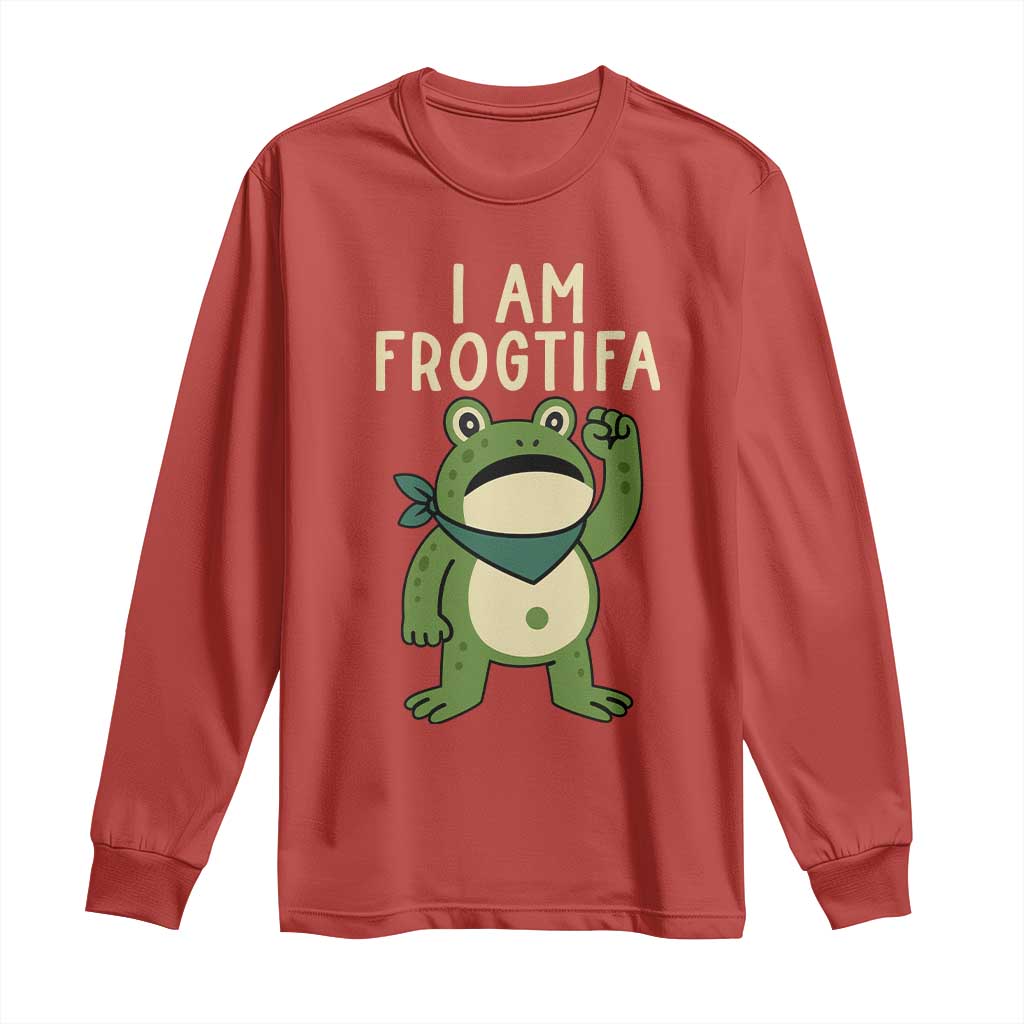 I Am Frogtifa Long Sleeve Shirt Frog Resist Antifascist with Raised Fist Bandana - Wonder Print Shop