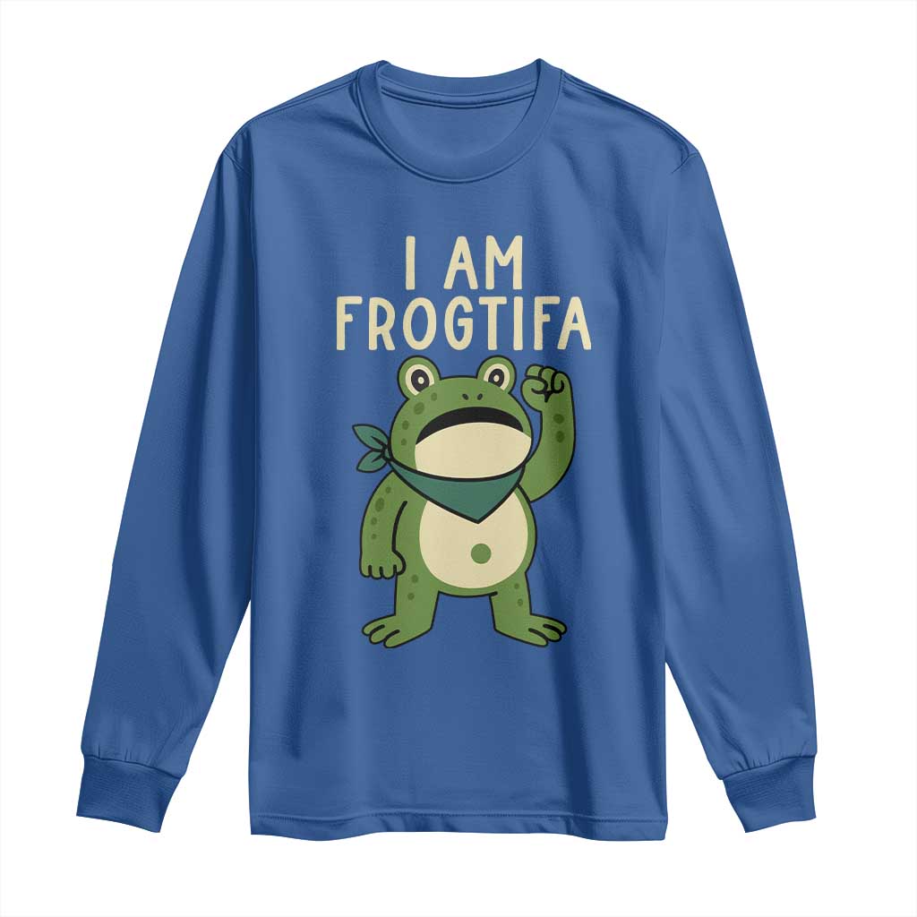 I Am Frogtifa Long Sleeve Shirt Frog Resist Antifascist with Raised Fist Bandana - Wonder Print Shop