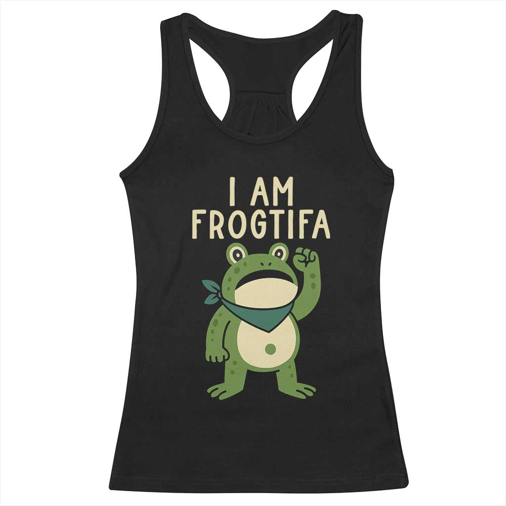 I Am Frogtifa Racerback Tank Top Frog Resist Antifascist with Raised Fist Bandana - Wonder Print Shop