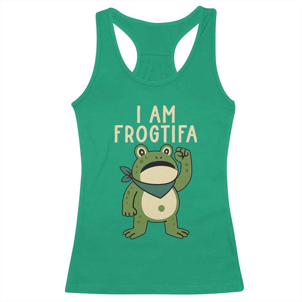 I Am Frogtifa Racerback Tank Top Frog Resist Antifascist with Raised Fist Bandana - Wonder Print Shop
