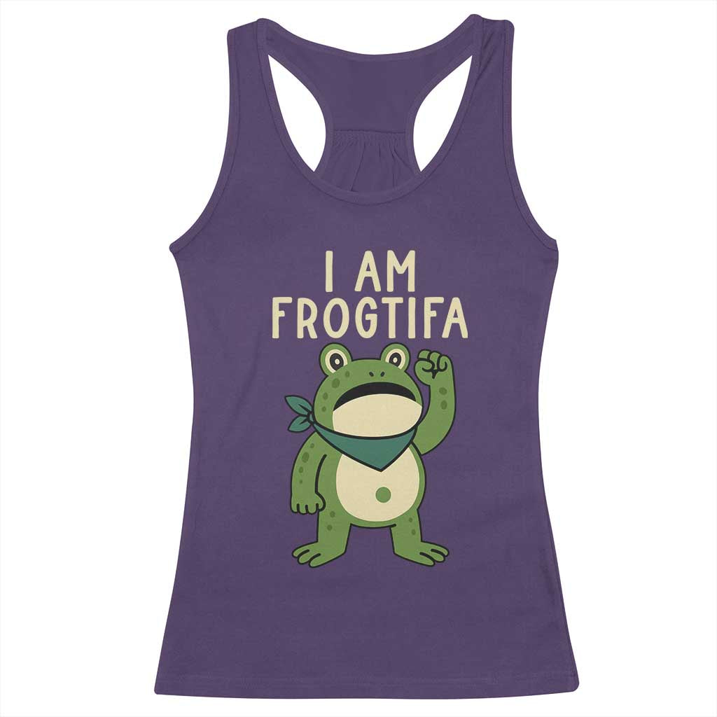 I Am Frogtifa Racerback Tank Top Frog Resist Antifascist with Raised Fist Bandana - Wonder Print Shop