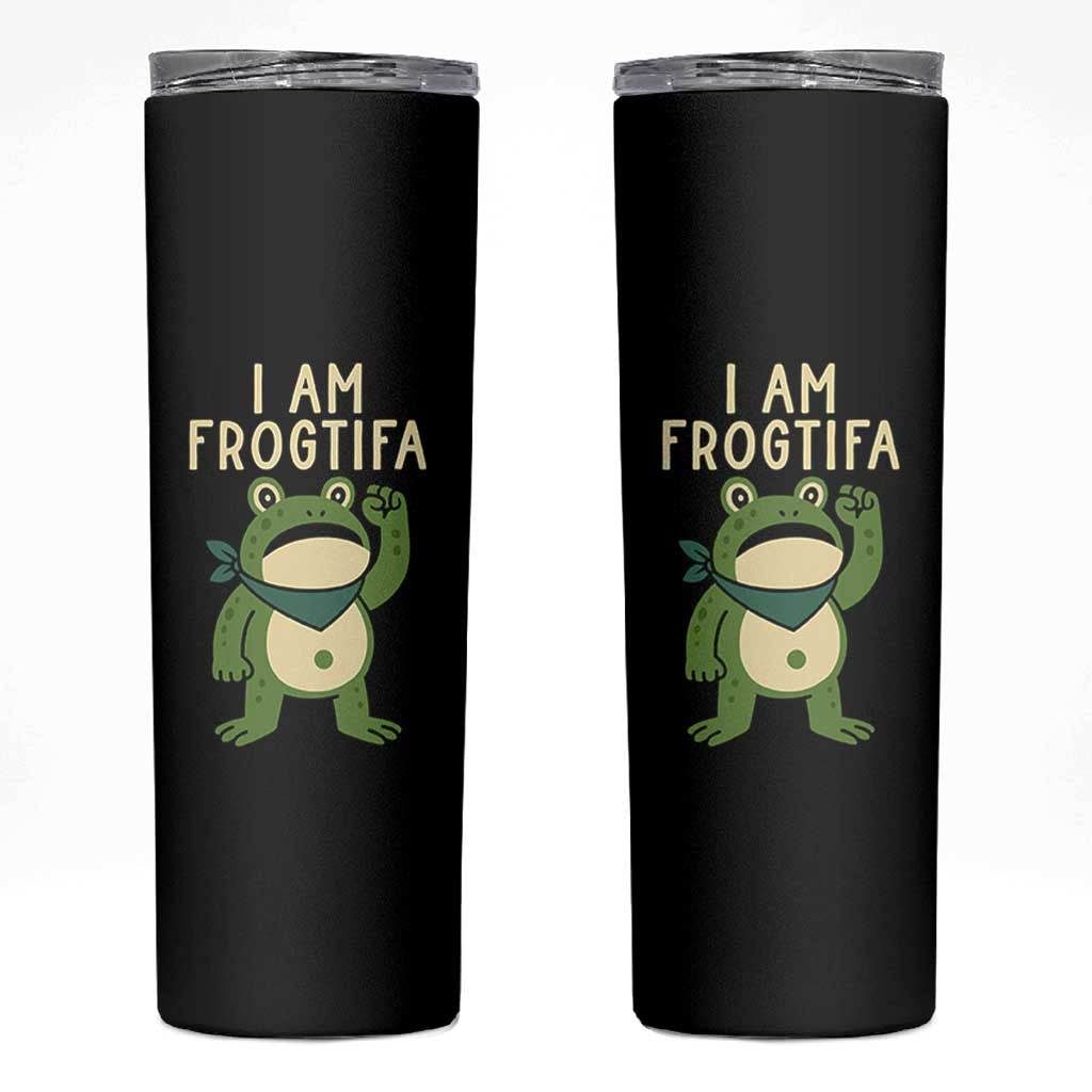 I Am Frogtifa Skinny Tumbler Frog Resist Antifascist with Raised Fist Bandana - Wonder Print Shop