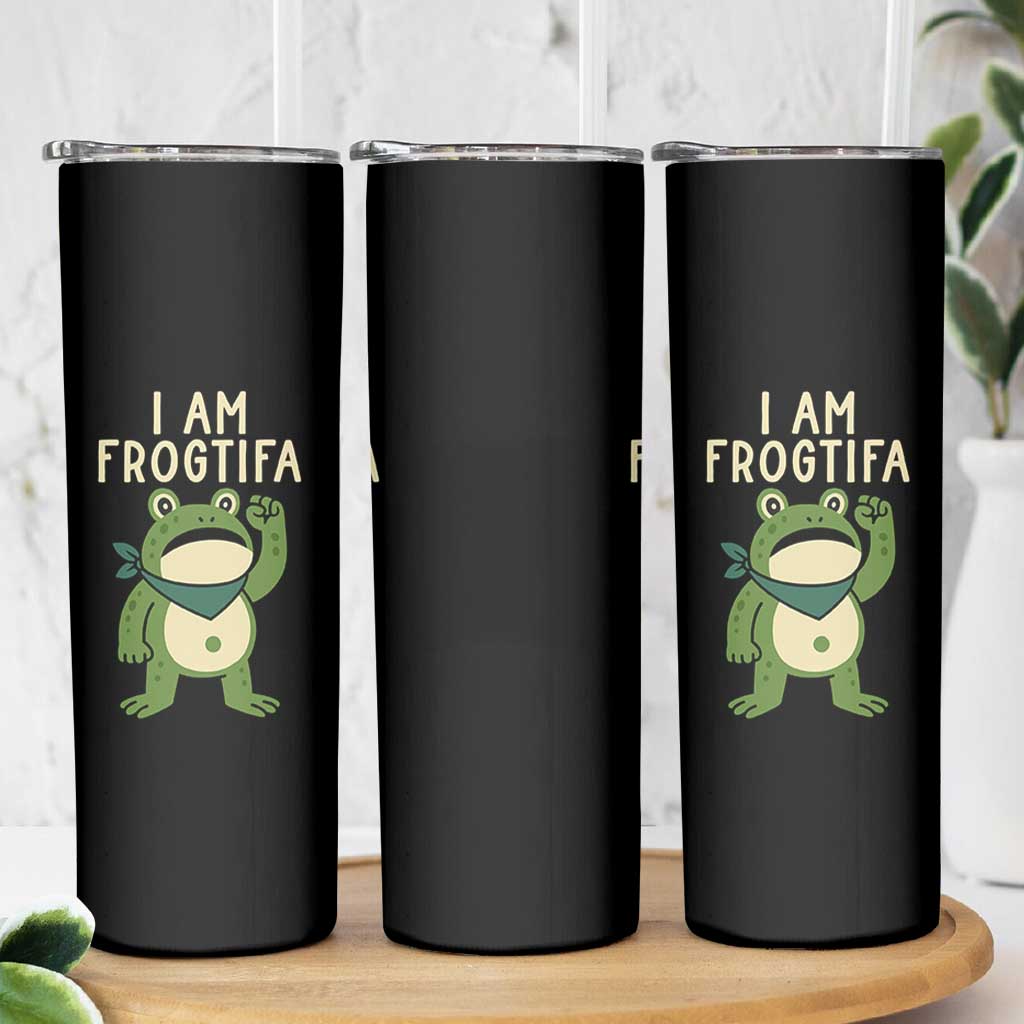 I Am Frogtifa Skinny Tumbler Frog Resist Antifascist with Raised Fist Bandana - Wonder Print Shop