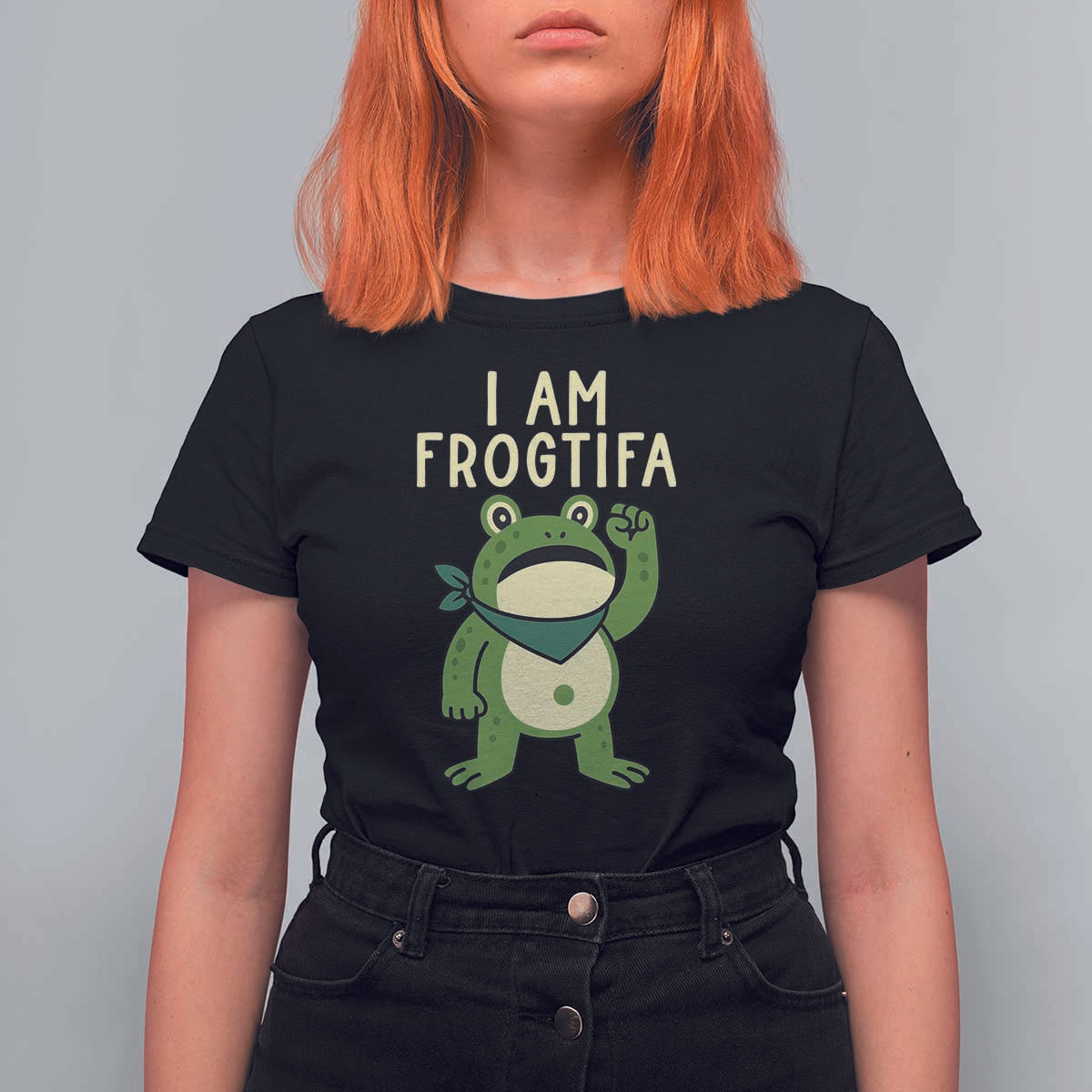 I Am Frogtifa T Shirt For Women Frog Resist Antifascist with Raised Fist Bandana - Wonder Print Shop