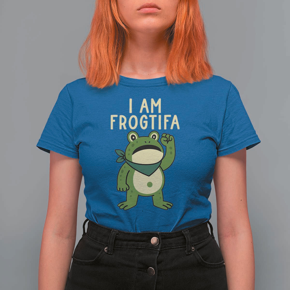 I Am Frogtifa T Shirt For Women Frog Resist Antifascist with Raised Fist Bandana - Wonder Print Shop
