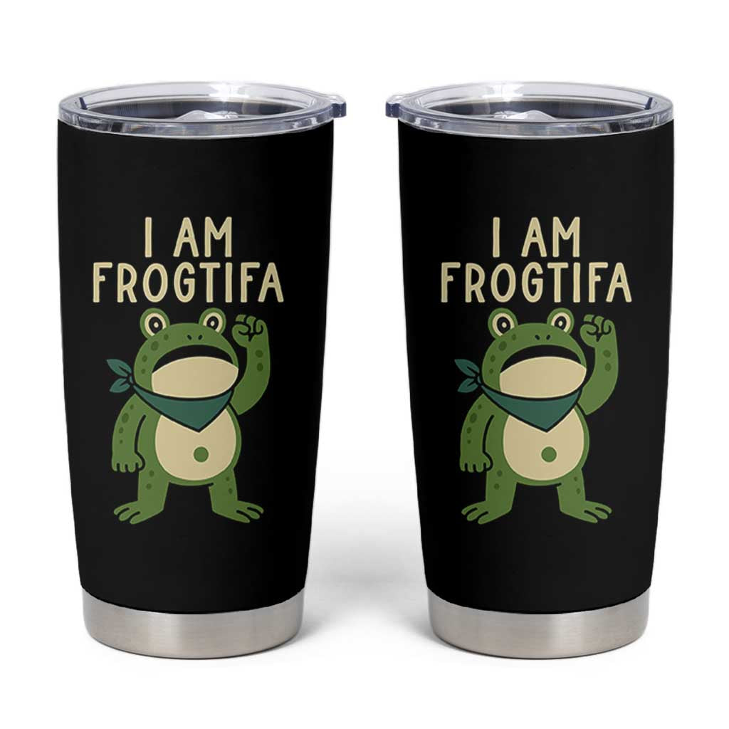 I Am Frogtifa Tumbler Cup Frog Resist Antifascist with Raised Fist Bandana - Wonder Print Shop