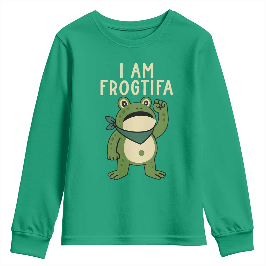 I Am Frogtifa Youth Sweatshirt Frog Resist Antifascist with Raised Fist Bandana - Wonder Print Shop