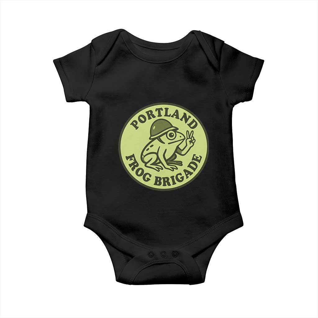 Portland Frog Brigade Baby Onesie Peace Frog Protest Badge - Wonder Print Shop