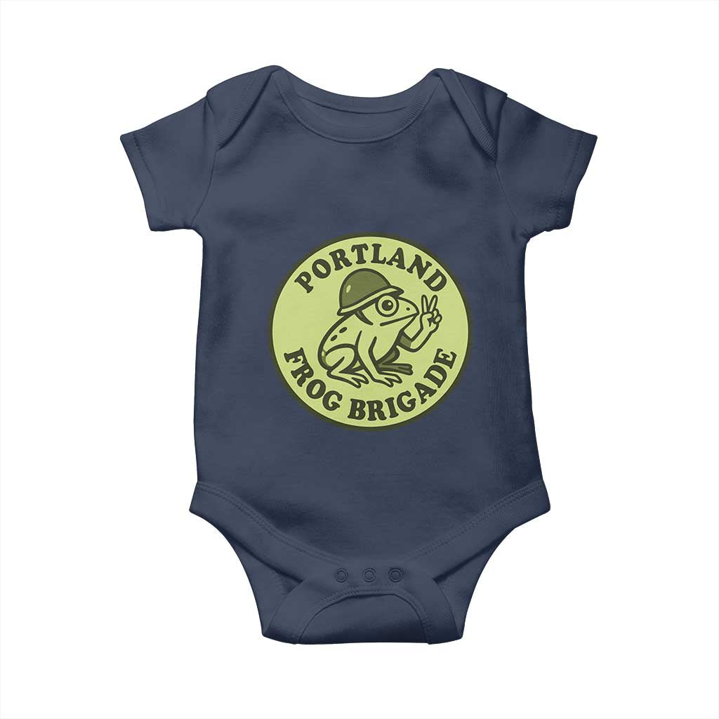 Portland Frog Brigade Baby Onesie Peace Frog Protest Badge - Wonder Print Shop
