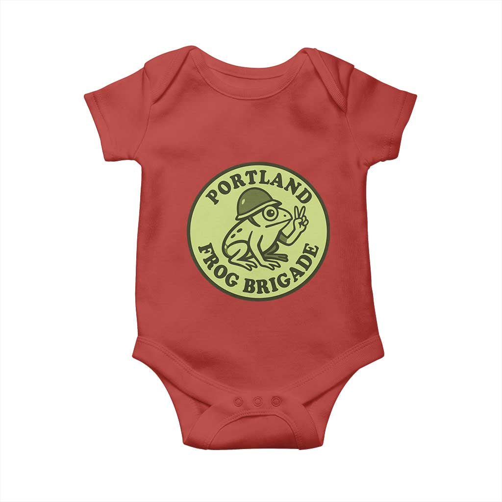 Portland Frog Brigade Baby Onesie Peace Frog Protest Badge - Wonder Print Shop