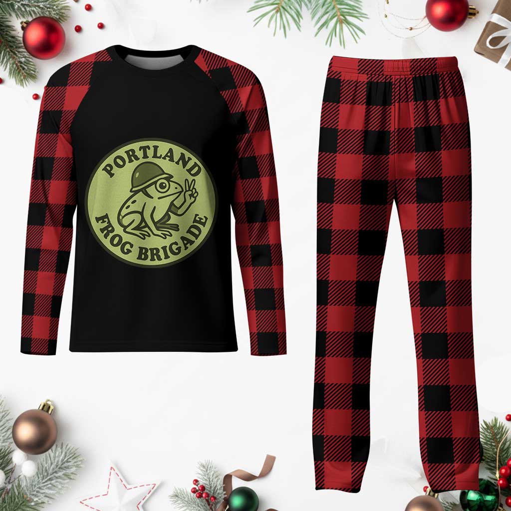 Portland Frog Brigade Plaid Pajama Set Peace Frog Protest Badge - Wonder Print Shop