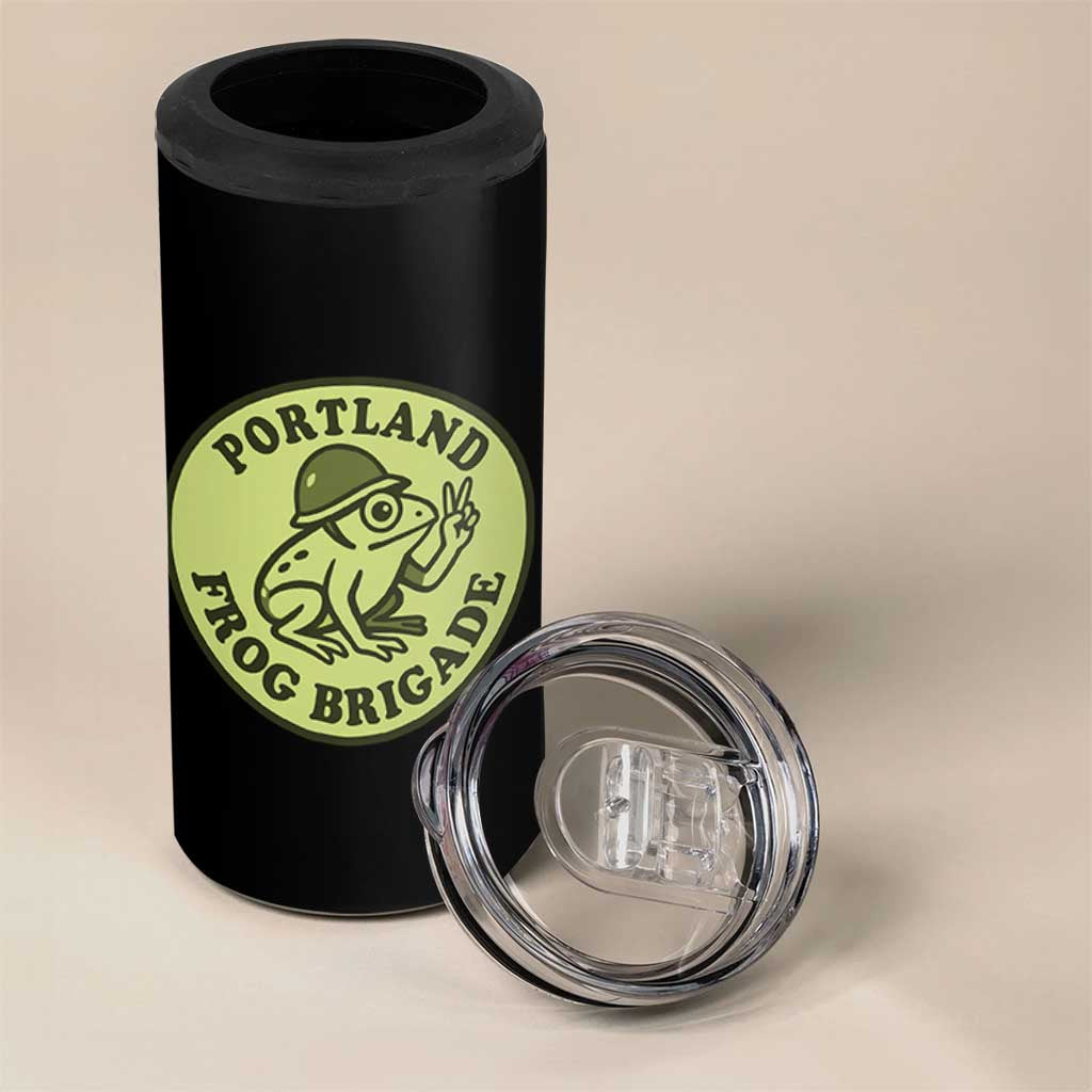 Portland Frog Brigade 4 in 1 Can Cooler Tumbler Peace Frog Protest Badge - Wonder Print Shop