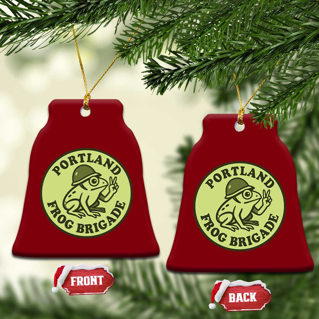 Portland Frog Brigade Ceramic Ornament Peace Frog Protest Badge - Wonder Print Shop