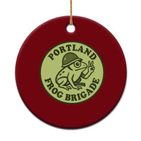 Portland Frog Brigade Ceramic Ornament Peace Frog Protest Badge - Wonder Print Shop