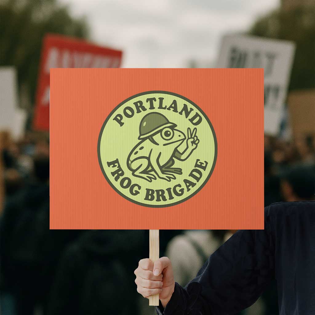 Portland Frog Brigade Protest Sign Peace Frog Protest Badge - Wonder Print Shop