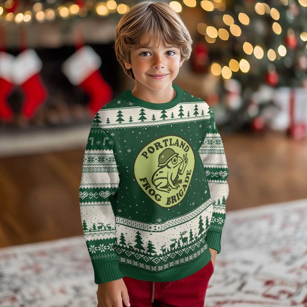 Portland Frog Brigade Ugly Christmas Sweater Peace Frog Protest Badge - Wonder Print Shop