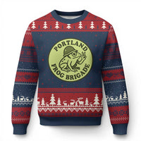 Portland Frog Brigade Ugly Christmas Sweater Peace Frog Protest Badge - Wonder Print Shop