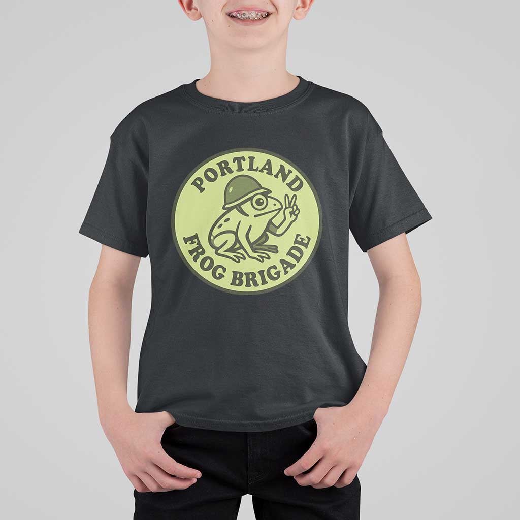 Portland Frog Brigade T Shirt For Kid Peace Frog Protest Badge - Wonder Print Shop