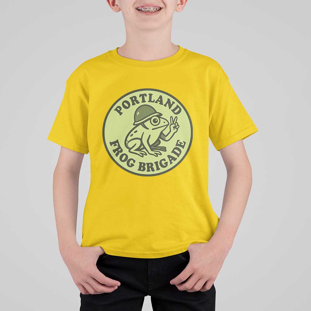 Portland Frog Brigade T Shirt For Kid Peace Frog Protest Badge - Wonder Print Shop