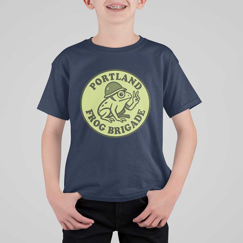 Portland Frog Brigade T Shirt For Kid Peace Frog Protest Badge - Wonder Print Shop