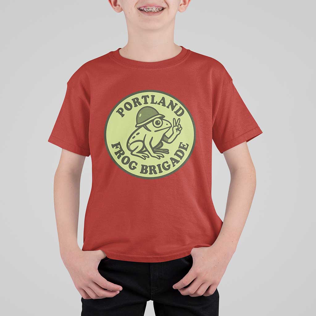 Portland Frog Brigade T Shirt For Kid Peace Frog Protest Badge - Wonder Print Shop