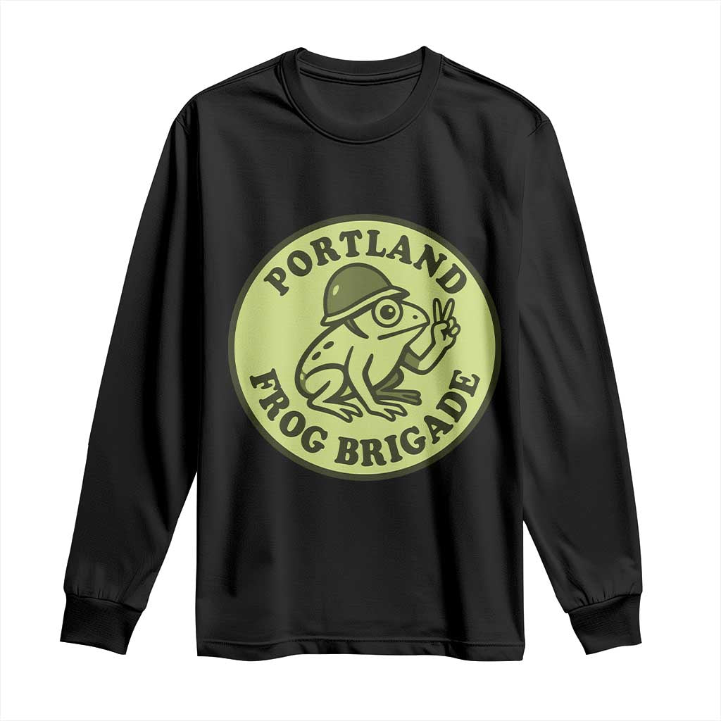 Portland Frog Brigade Long Sleeve Shirt Peace Frog Protest Badge - Wonder Print Shop
