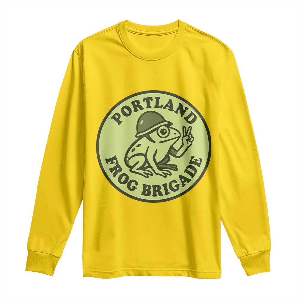 Portland Frog Brigade Long Sleeve Shirt Peace Frog Protest Badge - Wonder Print Shop