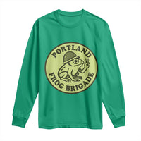 Portland Frog Brigade Long Sleeve Shirt Peace Frog Protest Badge - Wonder Print Shop