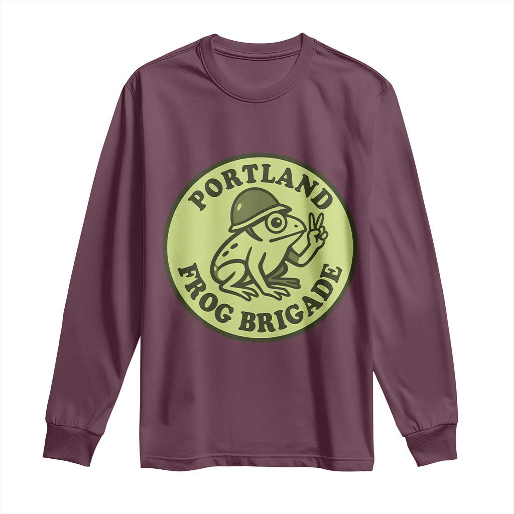 Portland Frog Brigade Long Sleeve Shirt Peace Frog Protest Badge - Wonder Print Shop