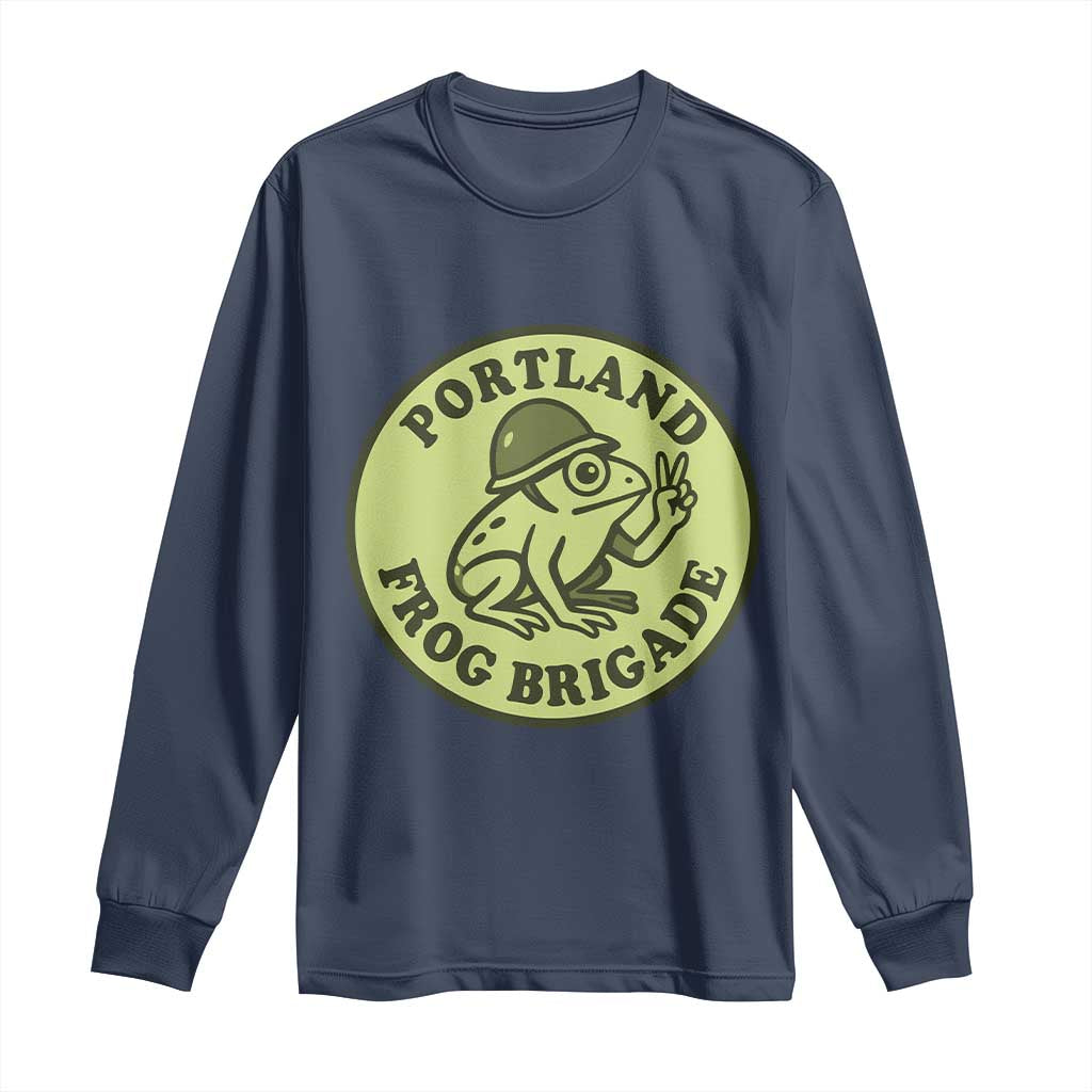 Portland Frog Brigade Long Sleeve Shirt Peace Frog Protest Badge - Wonder Print Shop