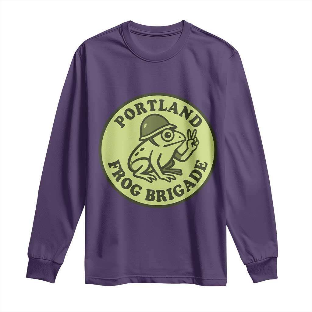 Portland Frog Brigade Long Sleeve Shirt Peace Frog Protest Badge - Wonder Print Shop
