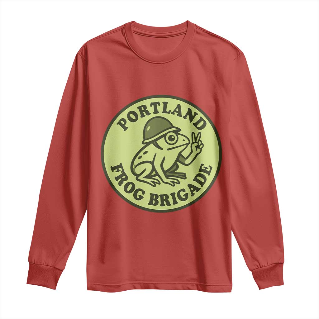 Portland Frog Brigade Long Sleeve Shirt Peace Frog Protest Badge - Wonder Print Shop